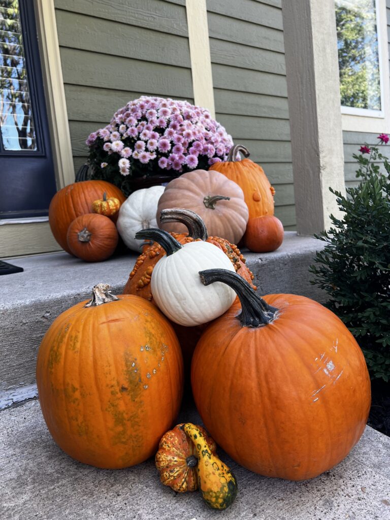 Porch pumpkin installation