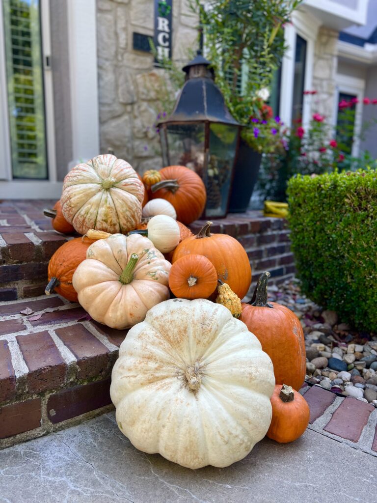 Pumpkin Porch displays, front porch designs, fall decor, halloween displays, pumpkins